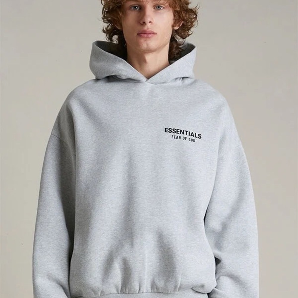 Essentials Fear of God Light Gray Pullover Hoodie, in good condition